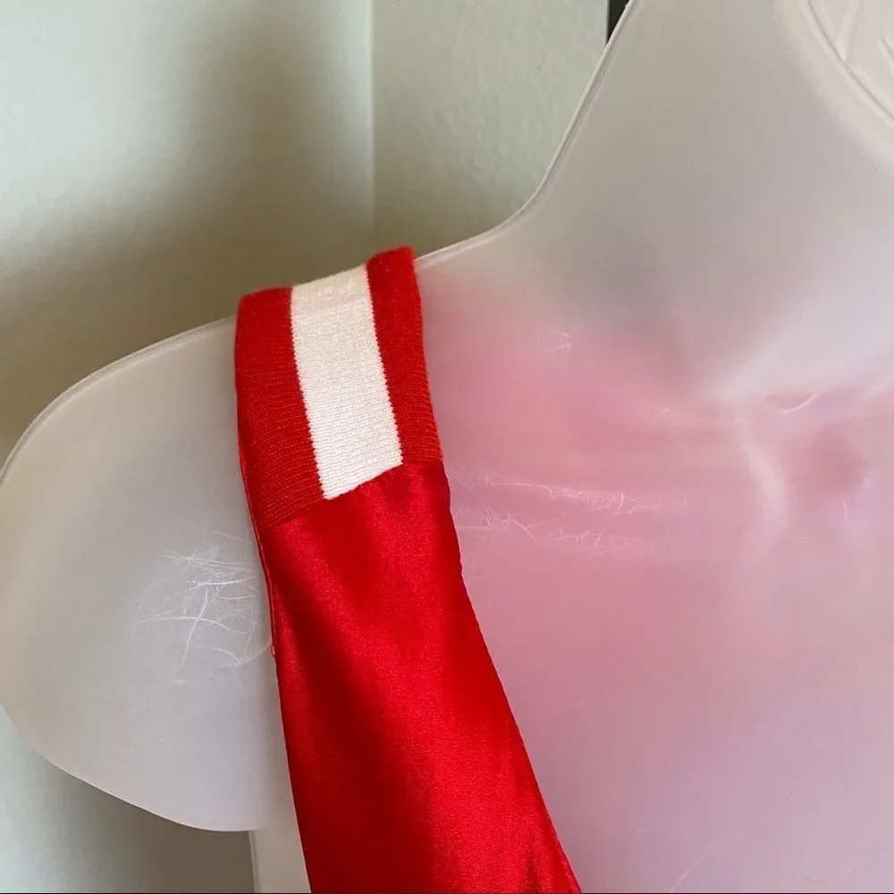 RED SILK DRESS Pure Silk 100% with Ruffles Size 8 Medium - Picture 8 of 14